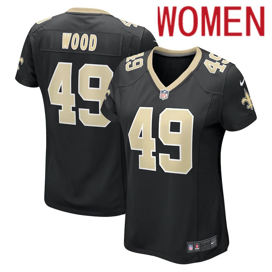 Women New Orleans Saints #49 Zach Wood Nike Black Game NFL Jersey->women nfl jersey->Women Jersey